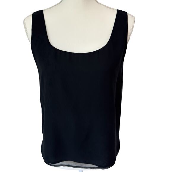 Vintage NITELINE DELLA ROUFOGALI Top Womens 4 Black Tank Chiffon Overlay Dressy - Picture 2 of 11